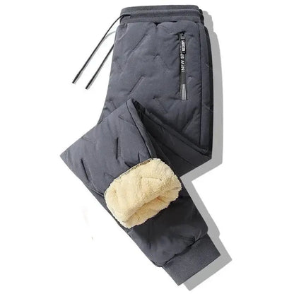 Gray quilted winter sweatpants for men, perfect fleece sweatpant lambswool for warmth