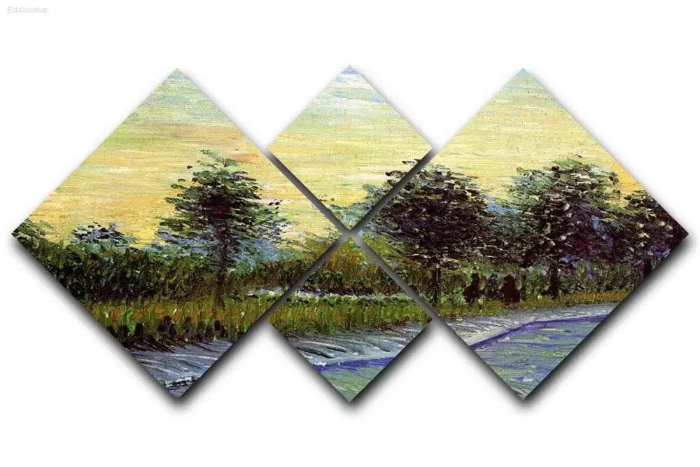 Lane in Voyer d Argenson Park 4 Square Canvas Art - Estalios