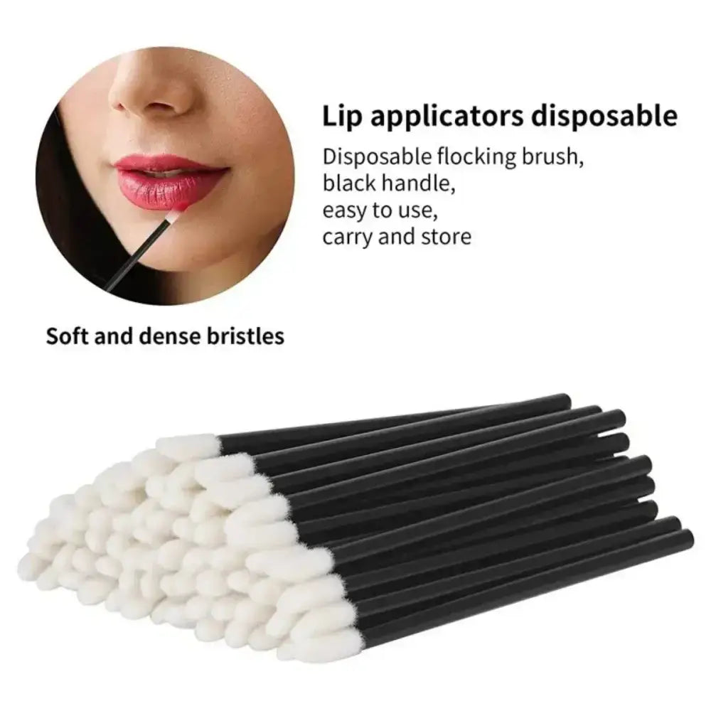 Disposable lip brush set from Lanjinglin, featuring black handles and white tips for women