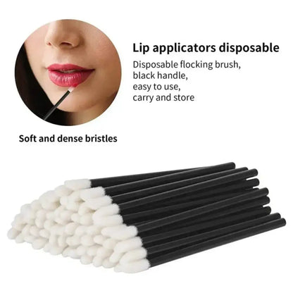 Disposable lip brush set from Lanjinglin, featuring black handles and white tips for women