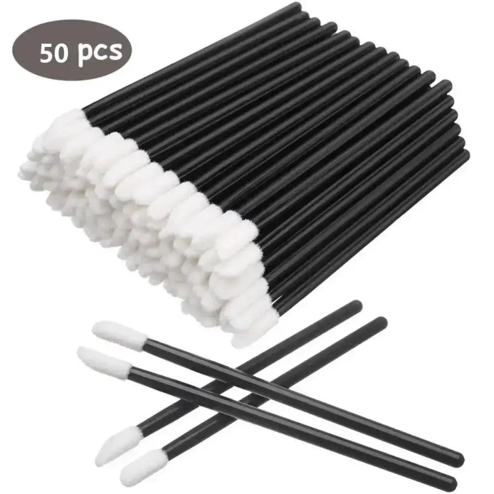 Black disposable lip brushes from Lanjinglin 50pcs Disposable Lip Brush Set for women