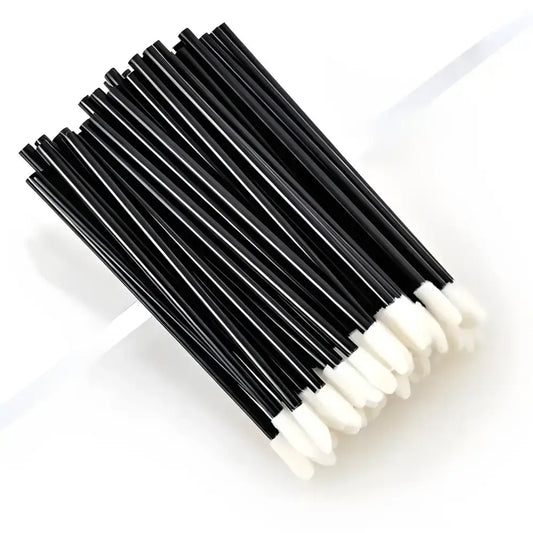 Black lip gloss applicators with white tips in Lanjinglin 50pcs disposable lip brush set