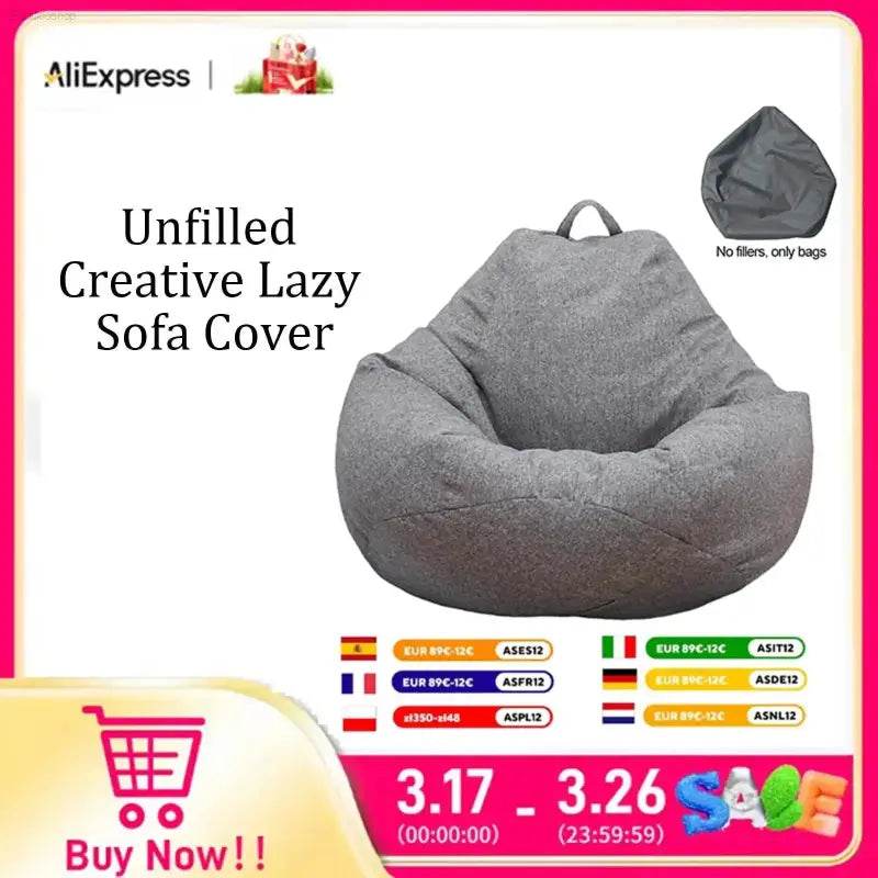 Large Bean Bag Chair Cover Simple Design Indoor Lounger - Estalios