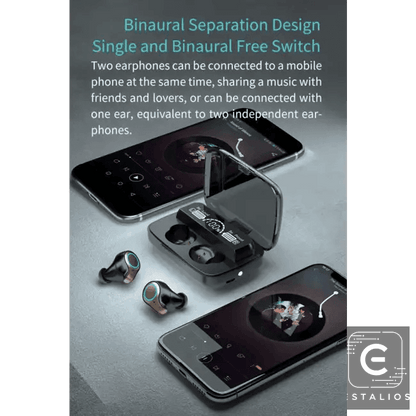 Epic Black Wireless Earbuds with Ultimate Charging Case for All-Day Use - Estalios