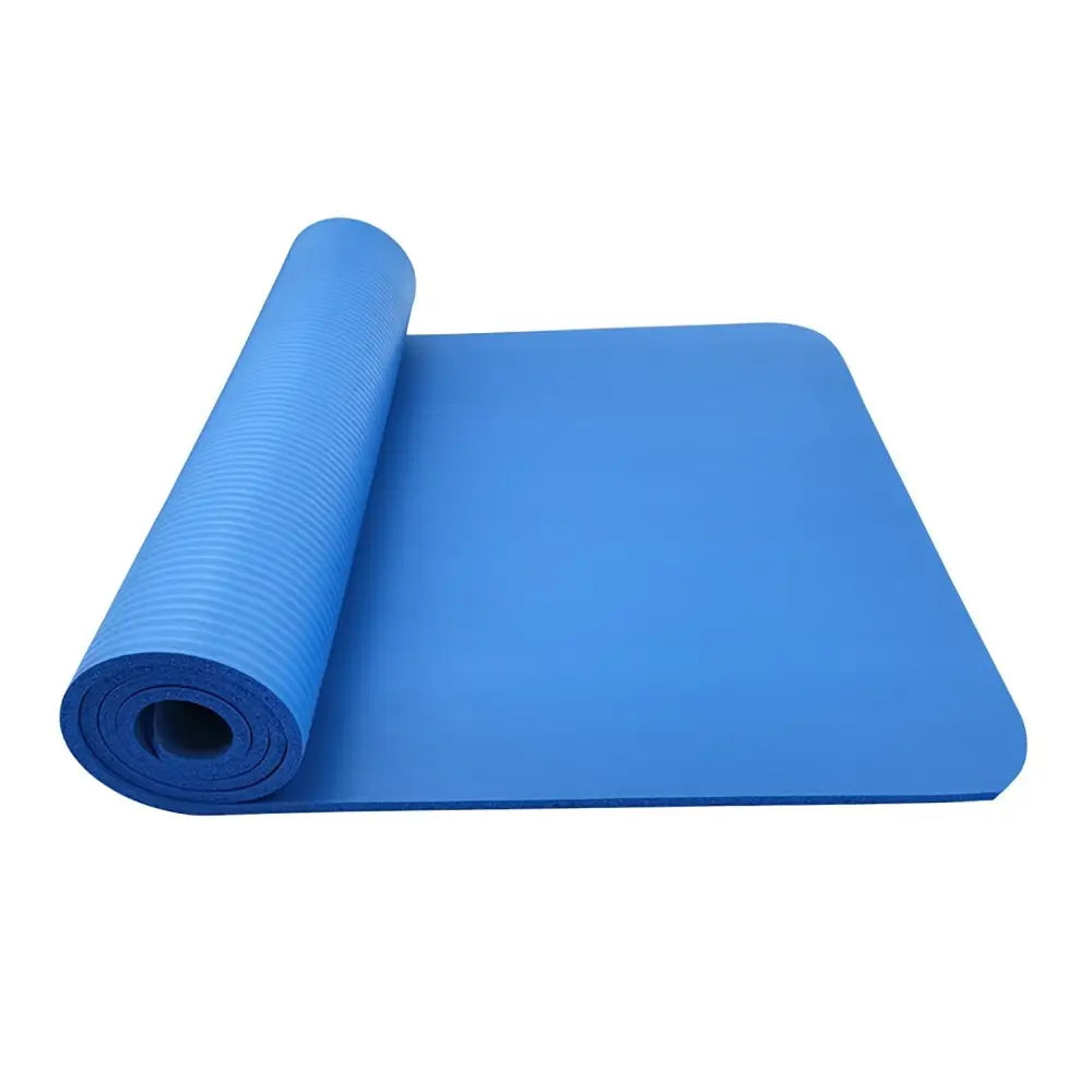 Large size slip yoga mat in vibrant blue for fitness enthusiasts