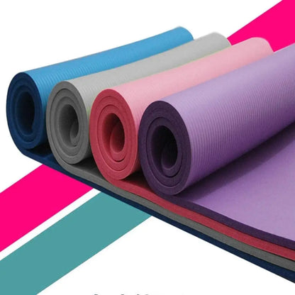 Rolled yoga mats in various colors for Large Size Slip Yoga Fitness fun