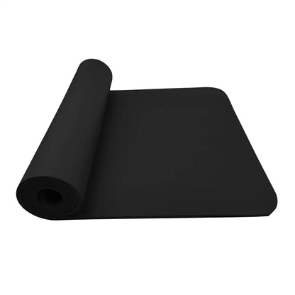 Black rolled yoga mat featured in Large Size Slip Yoga Mat For Fitness