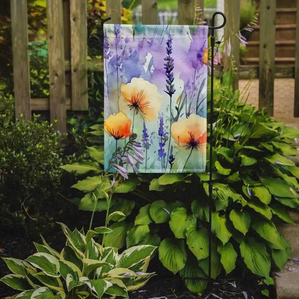 Vibrant Lavender in Watercolor Garden Flag for Outdoors - Estalios