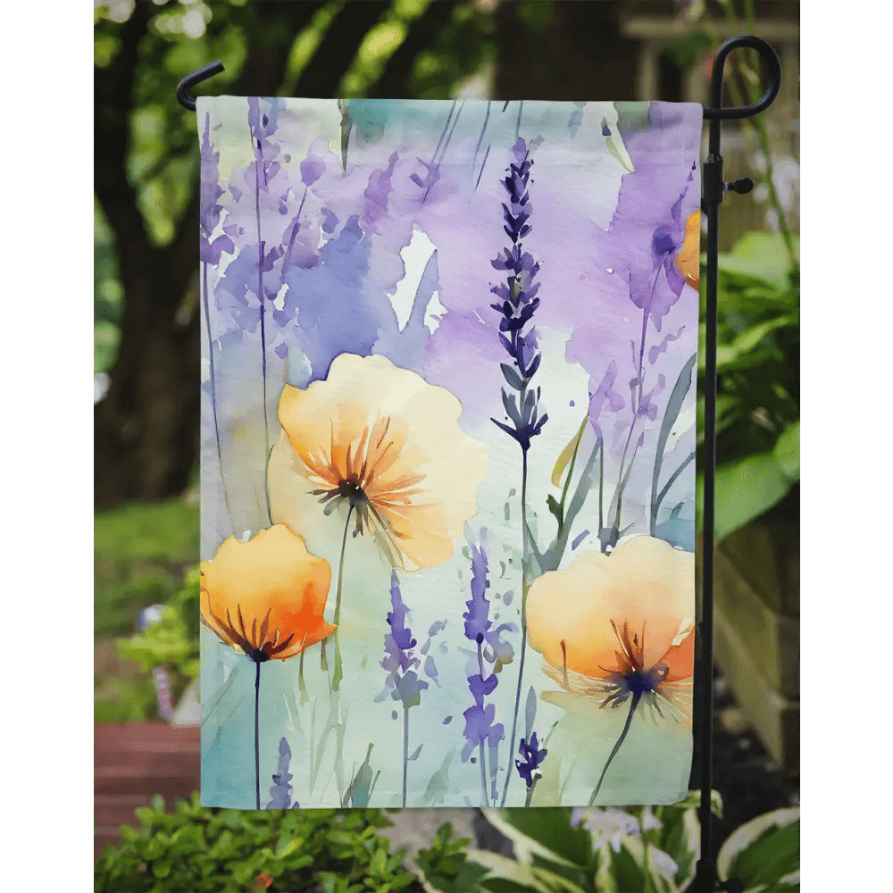 Vibrant Lavender in Watercolor Garden Flag for Outdoors - Estalios