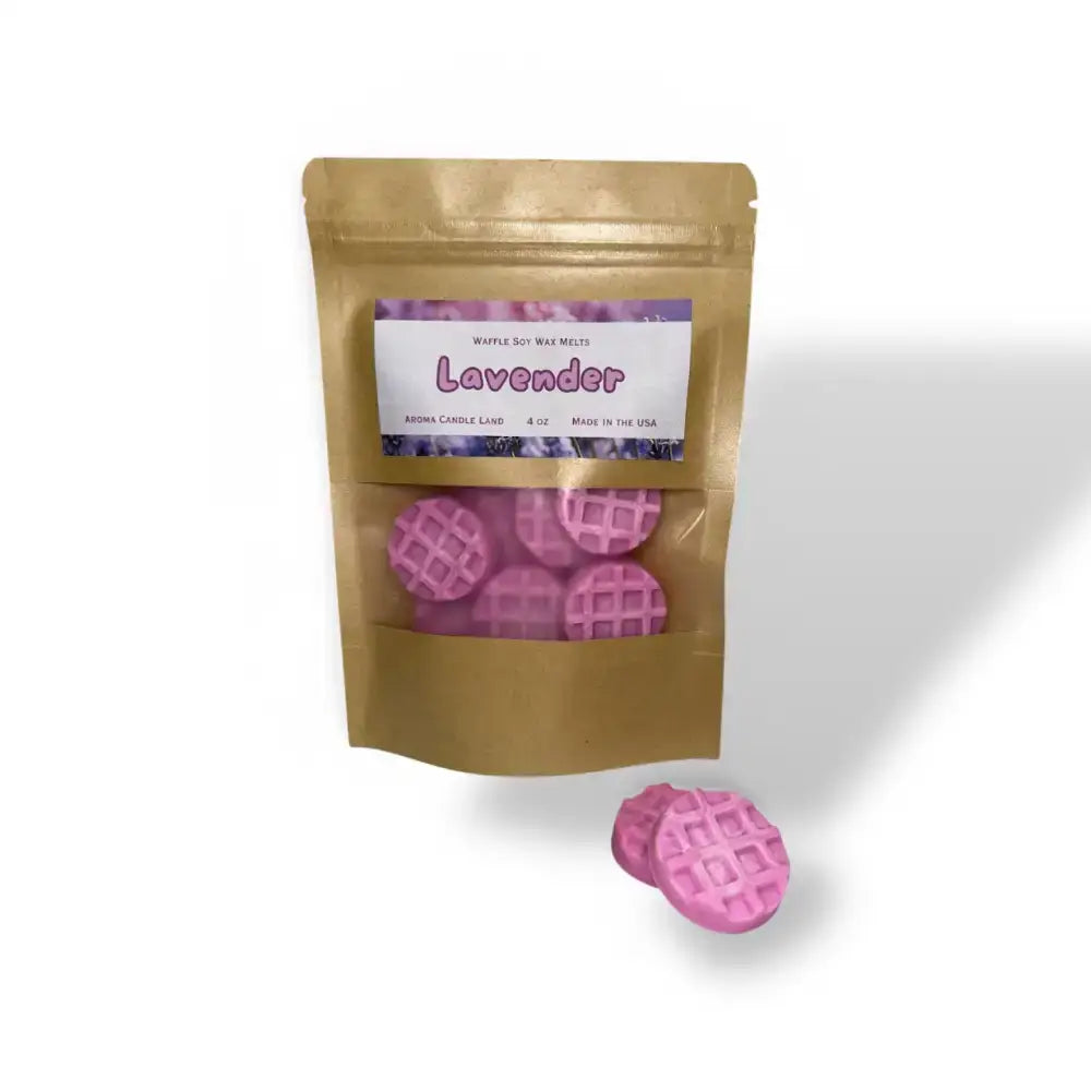 Lavender Scent Waffle Soy Melts in a charming display of calming lavender wax melts