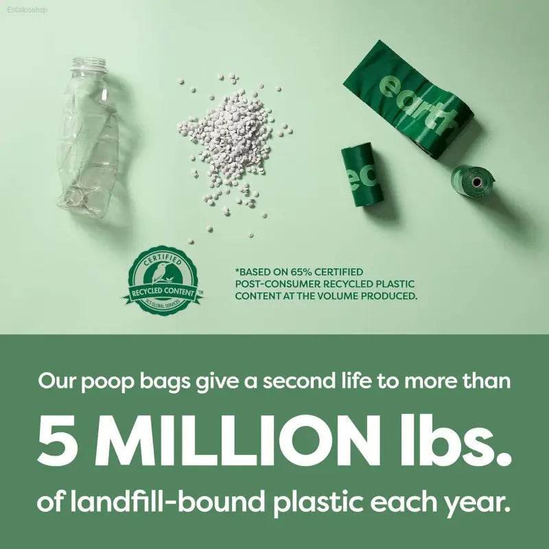 Recycled plastic dog waste bags.