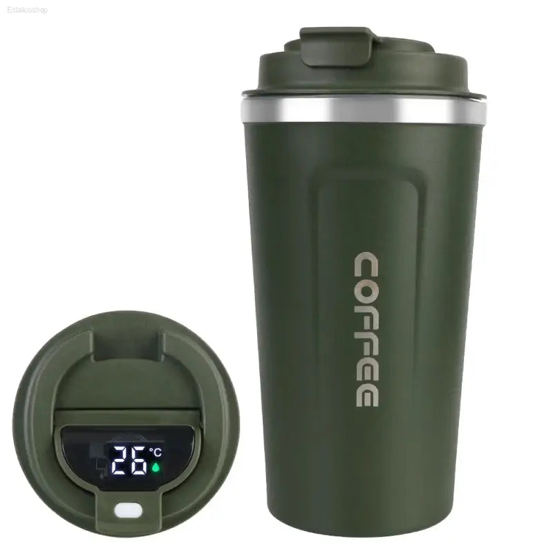Leak-Proof Travel Thermo Mug - 510ML Temperature Display for Tea, Coffee & Hot Water