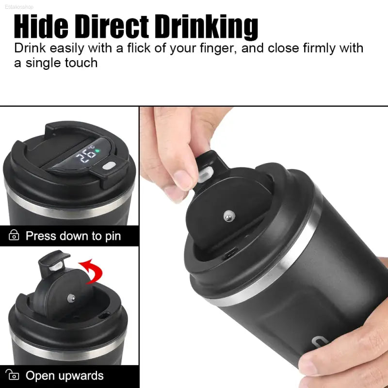 Leak-Proof Travel Thermo Mug - 510ML Temperature Display for Tea, Coffee & Hot Water