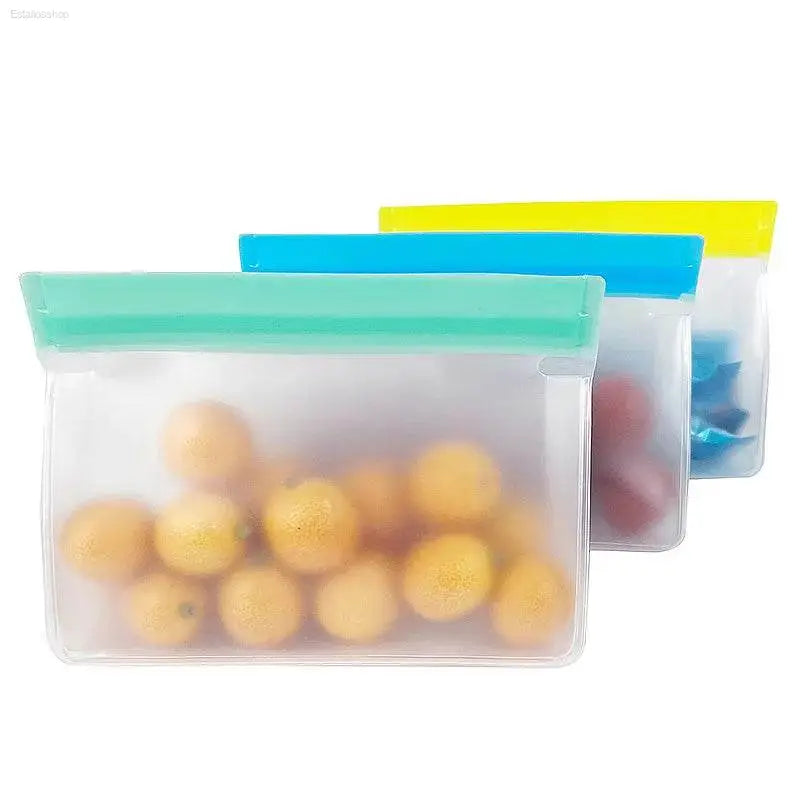 Leakproof Reusable Silicone-Free Food Storage Bags - Fresh Keeping Ziplock Bags for Fruits and More - Estalios