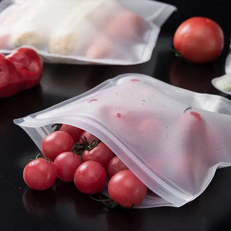 Leakproof Reusable Silicone-Free Food Storage Bags - Fresh Keeping Ziplock Bags for Fruits and More - Estalios