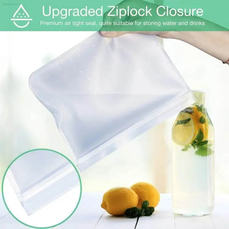Leakproof Reusable Silicone-Free Food Storage Bags - Fresh Keeping Ziplock Bags for Fruits and More - Estalios