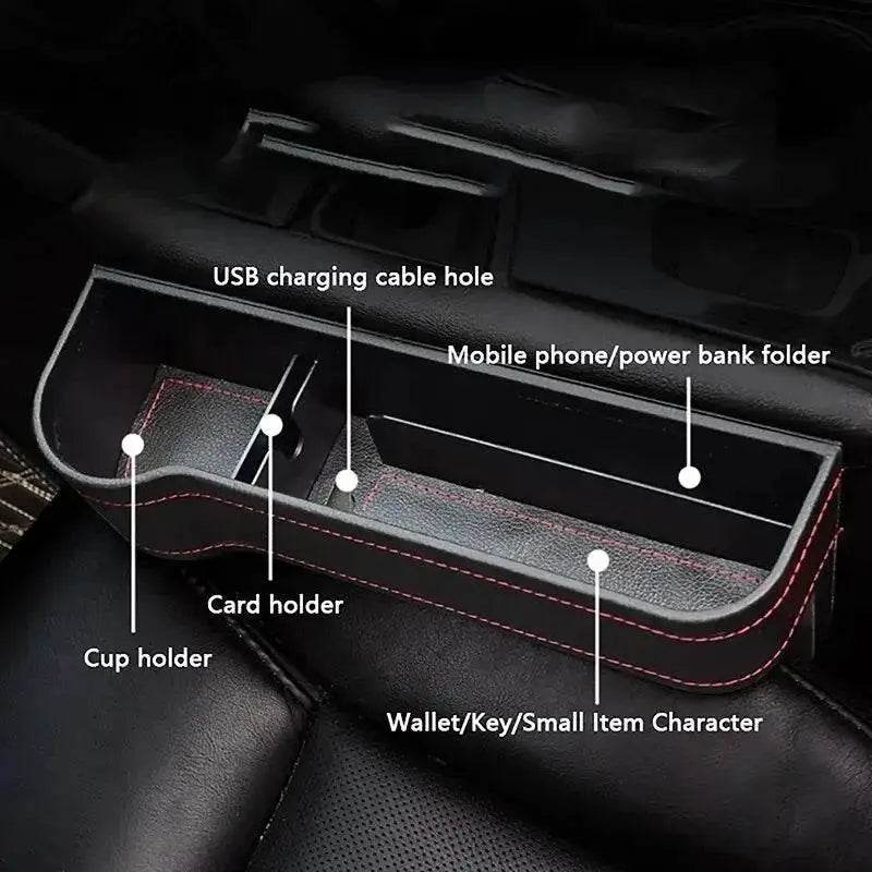 Leather Car Seat Gap Storage Box Multifunctional Organizer - Estalios