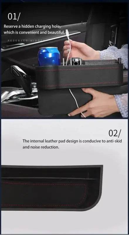 Leather Car Seat Gap Storage Box Multifunctional Organizer - Estalios