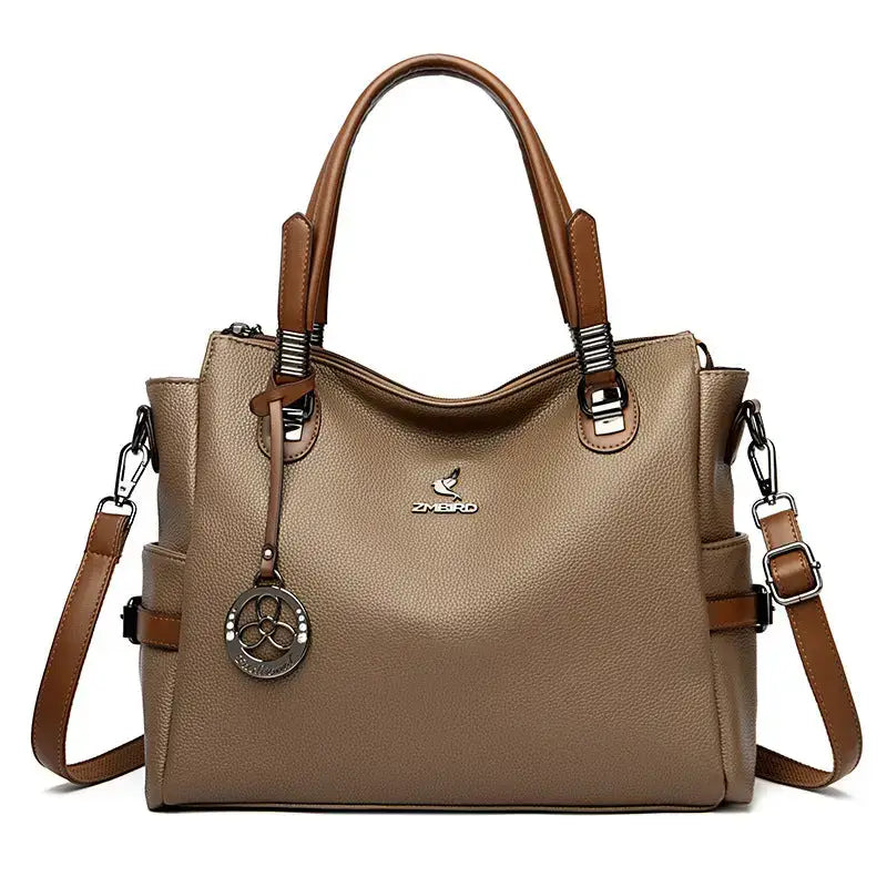 Leather Handbag Gift Card Bag in Dark Khaki