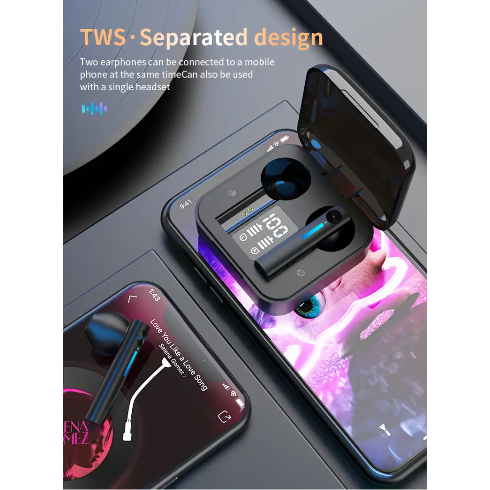 LED Wireless TWS Earbuds with charging case for ultimate wireless sound experience