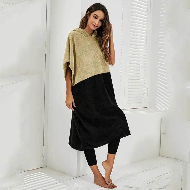 Leisure Hooded Cover-up with Color-blocking and Versatility - Estalios