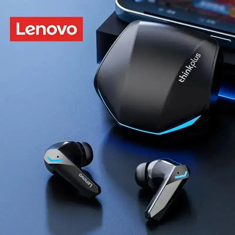 Black Lenovo GM2 Pro Sports Headset Wireless Bluetooth earbuds with charging case