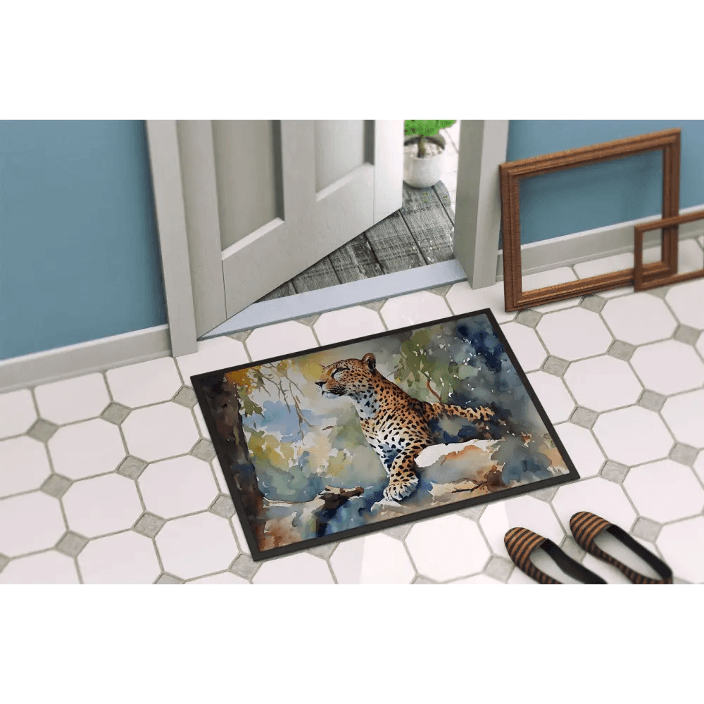 Unleash your Wild Side: Stunning Leopard Doormat! **leopard Watercolor Doormat** Welcome Guests with a Touch of Wild Elegance! - Estalios