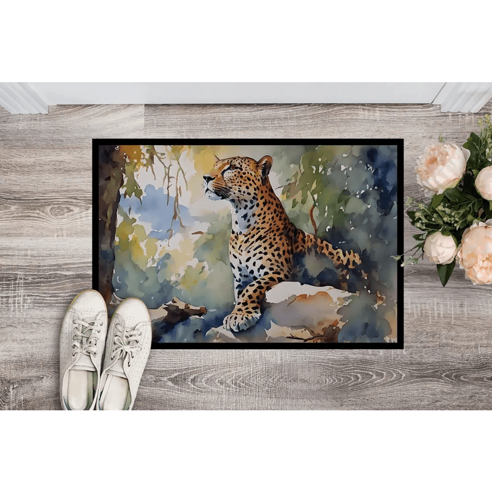 Unleash your Wild Side: Stunning Leopard Doormat! **leopard Watercolor Doormat** Welcome Guests with a Touch of Wild Elegance! - Estalios