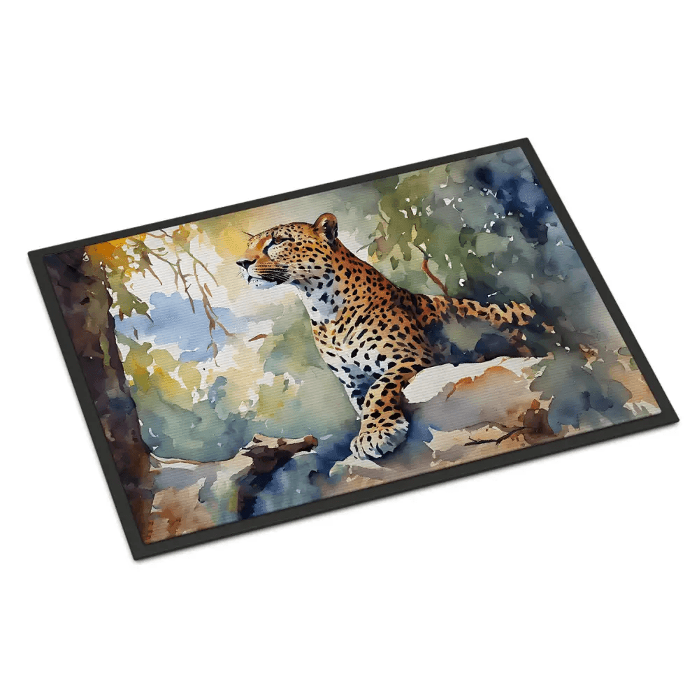 Unleash your Wild Side: Stunning Leopard Doormat! **leopard Watercolor Doormat** Welcome Guests with a Touch of Wild Elegance! - Estalios