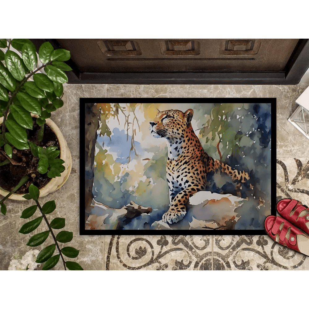 Unleash your Wild Side: Stunning Leopard Doormat! **leopard Watercolor Doormat** Welcome Guests with a Touch of Wild Elegance! - Estalios