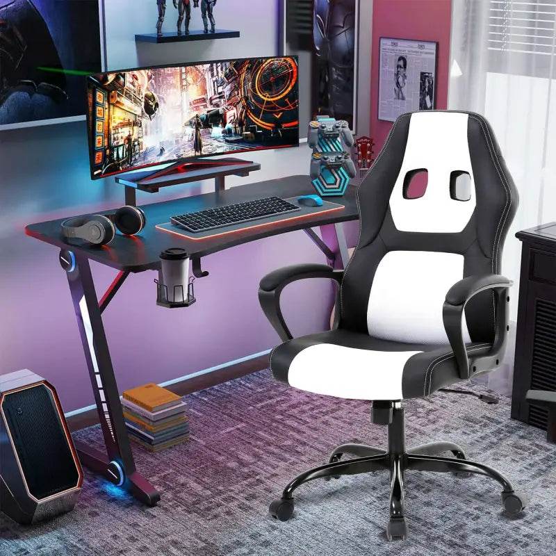 Black and white gaming chair.