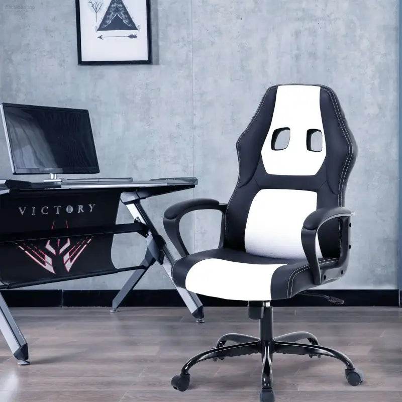Black and white gaming chair.