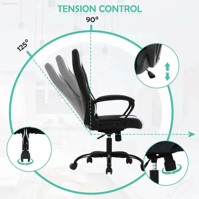 Adjustable black office chair.