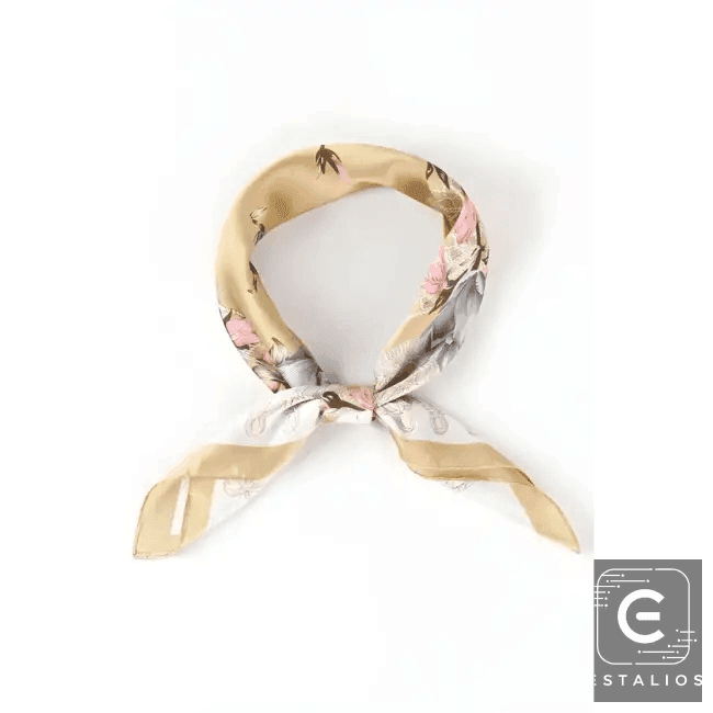 Light Blue Floral Printed Silky Square Scarf for Elegance - Estalios