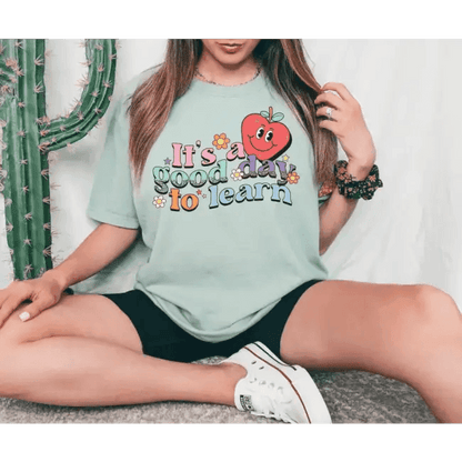 Light Green Cartoon Apple T-Shirt with Unique Heather Options - Estalios