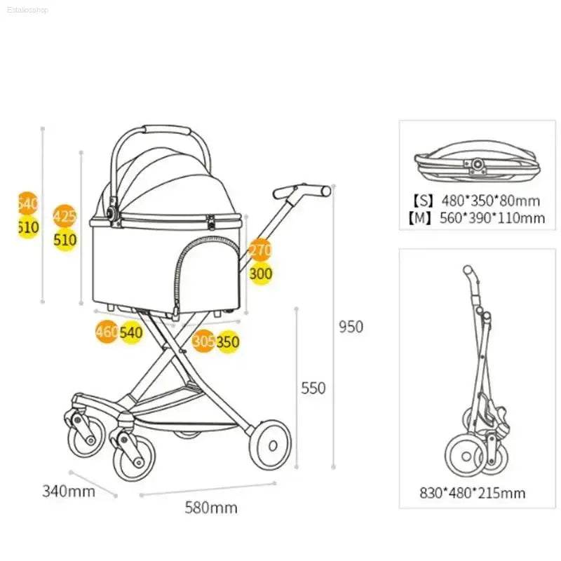 Pet stroller dimensions.