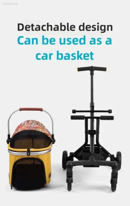 Detachable pet carrier and stroller frame.