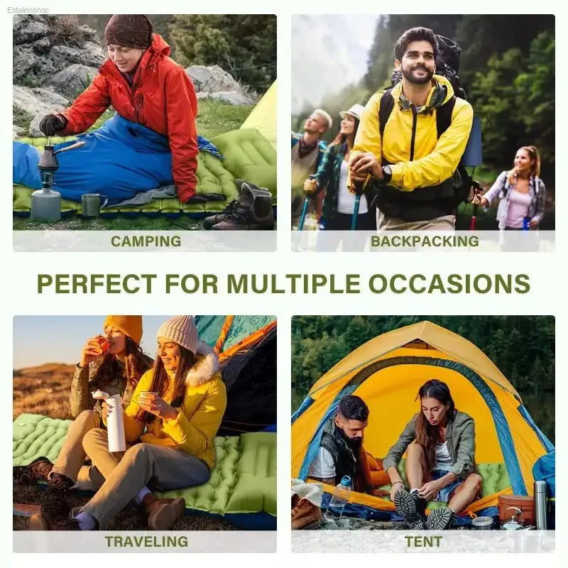 Lightweight Inflatable Camping Mattress with Built - in Pillow and Foot Pump for Outdoor Enthusiasts - EstaliosShop