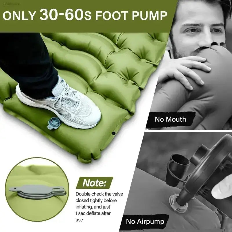 Lightweight Inflatable Camping Mattress with Built - in Pillow and Foot Pump for Outdoor Enthusiasts - EstaliosShop