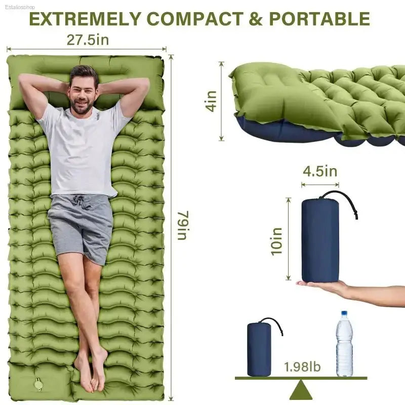 Lightweight Inflatable Camping Mattress with Built - in Pillow and Foot Pump for Outdoor Enthusiasts - EstaliosShop