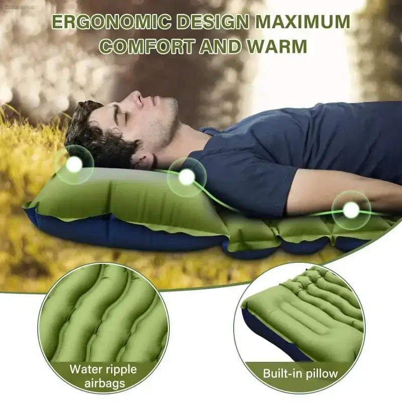 Lightweight Inflatable Camping Mattress with Built - in Pillow and Foot Pump for Outdoor Enthusiasts - EstaliosShop