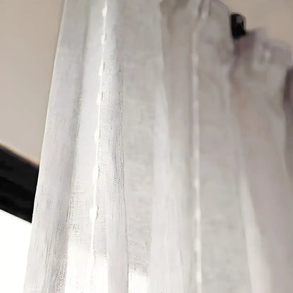 Elegant embroidered ball Linen Sheer Curtains with Wicker Charm for a bright, airy vibe