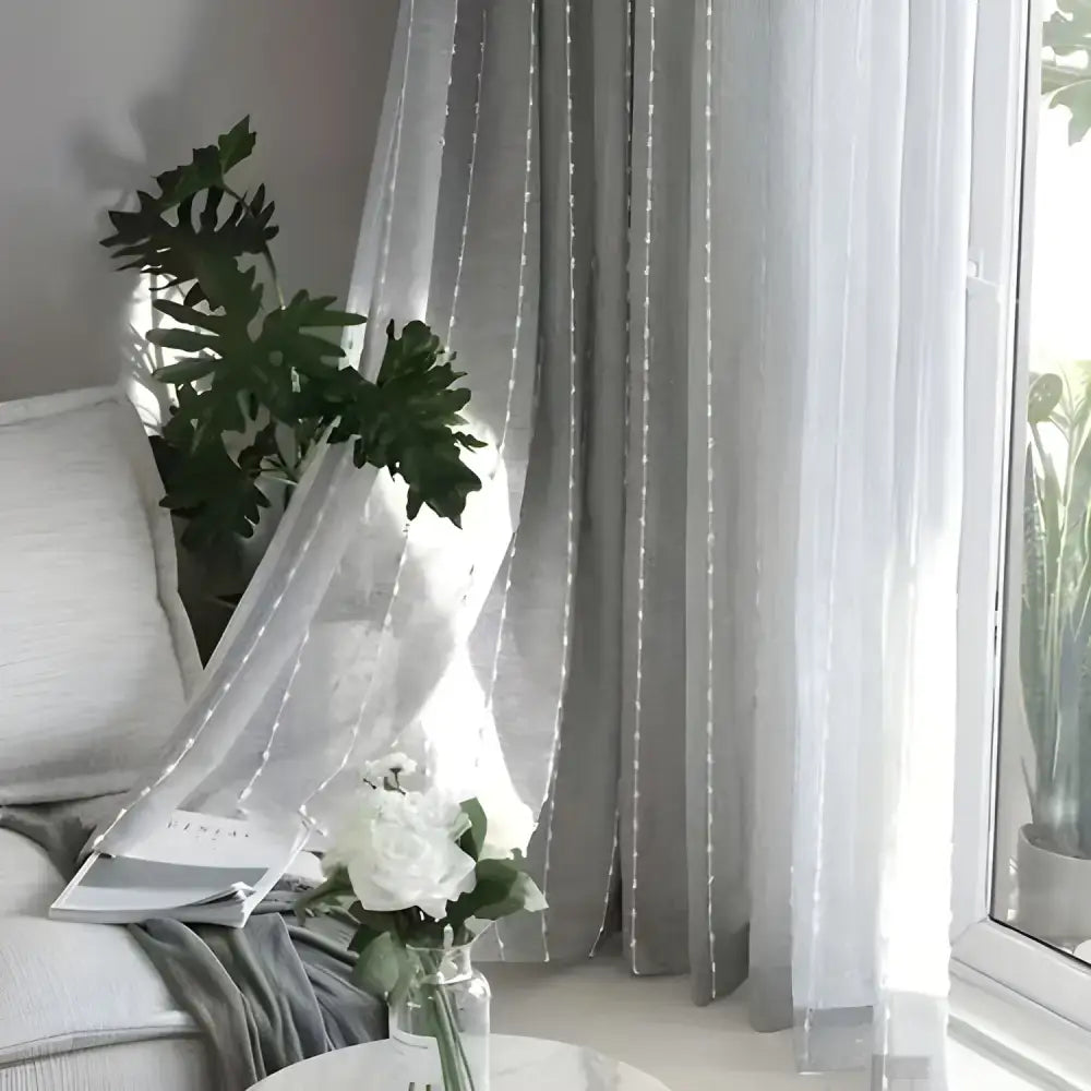 Elegant Linen Sheer Curtains with Silver Accents for a Stylish Home Vibe