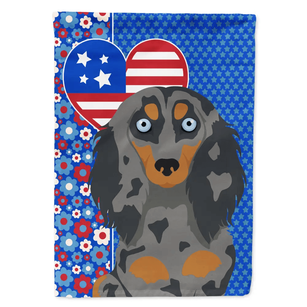 Wiener Dog Wonders: Patriotic Pride Garden Flag! **product Description:** Show off your Love for Dachshunds and your Country - Estalios