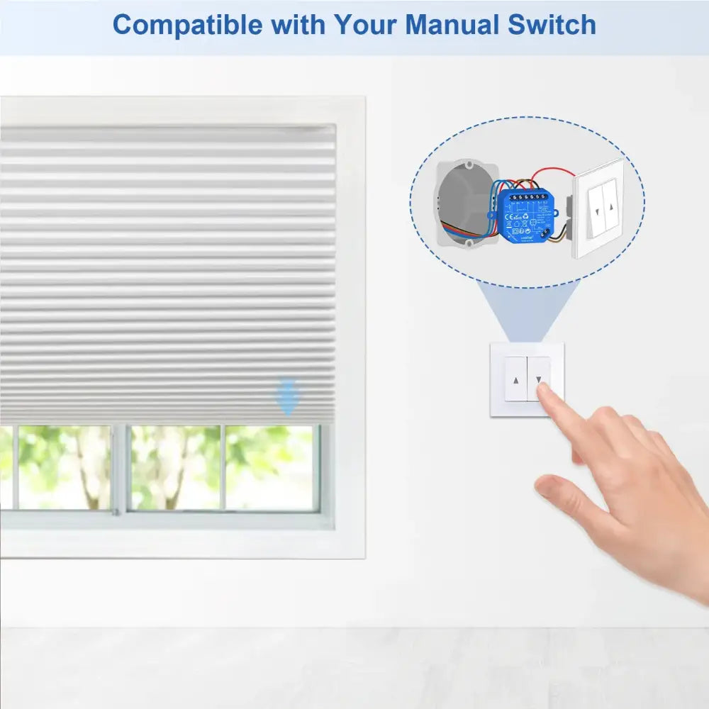 Smart switch installation diagram for LoraTap Tuya Smart Roller Shutter using Google Home