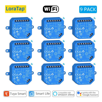 Nine LoraTap Tuya Smart curtain switch modules for Google Home remote control