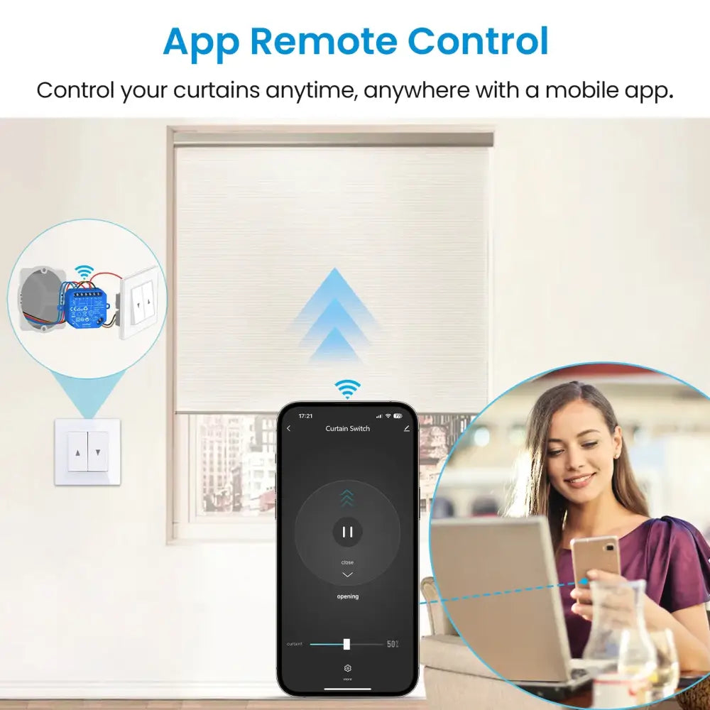 Smart curtain control system for LoraTap Tuya Smart with Google Home integration