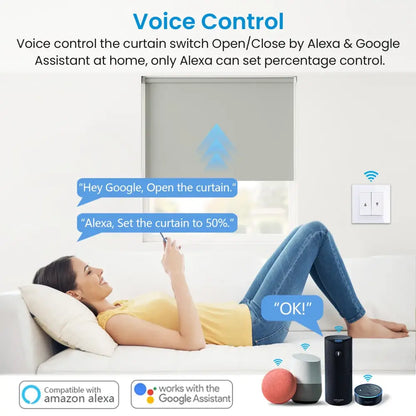 Smart curtain control system with LoraTap Tuya Smart and Google Home for easy automation