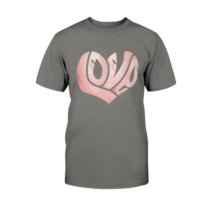 Gray Love Canvas Unisex T-Shirt with heart design in Heather Prism Lilac color