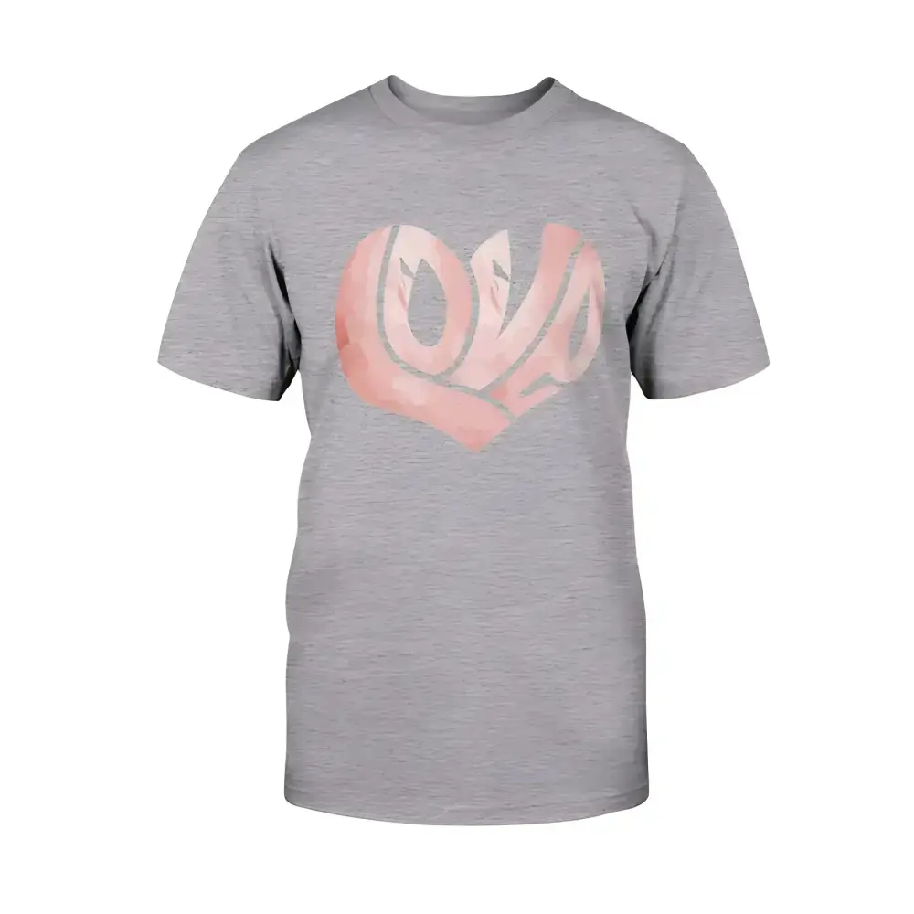 Gray Love Canvas Unisex T-Shirt featuring a heart-shaped love design